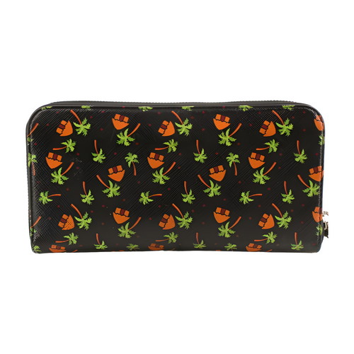 6288 Prada Saffiano Leather Palm Tree Zippy Wallet Long Wallet Black