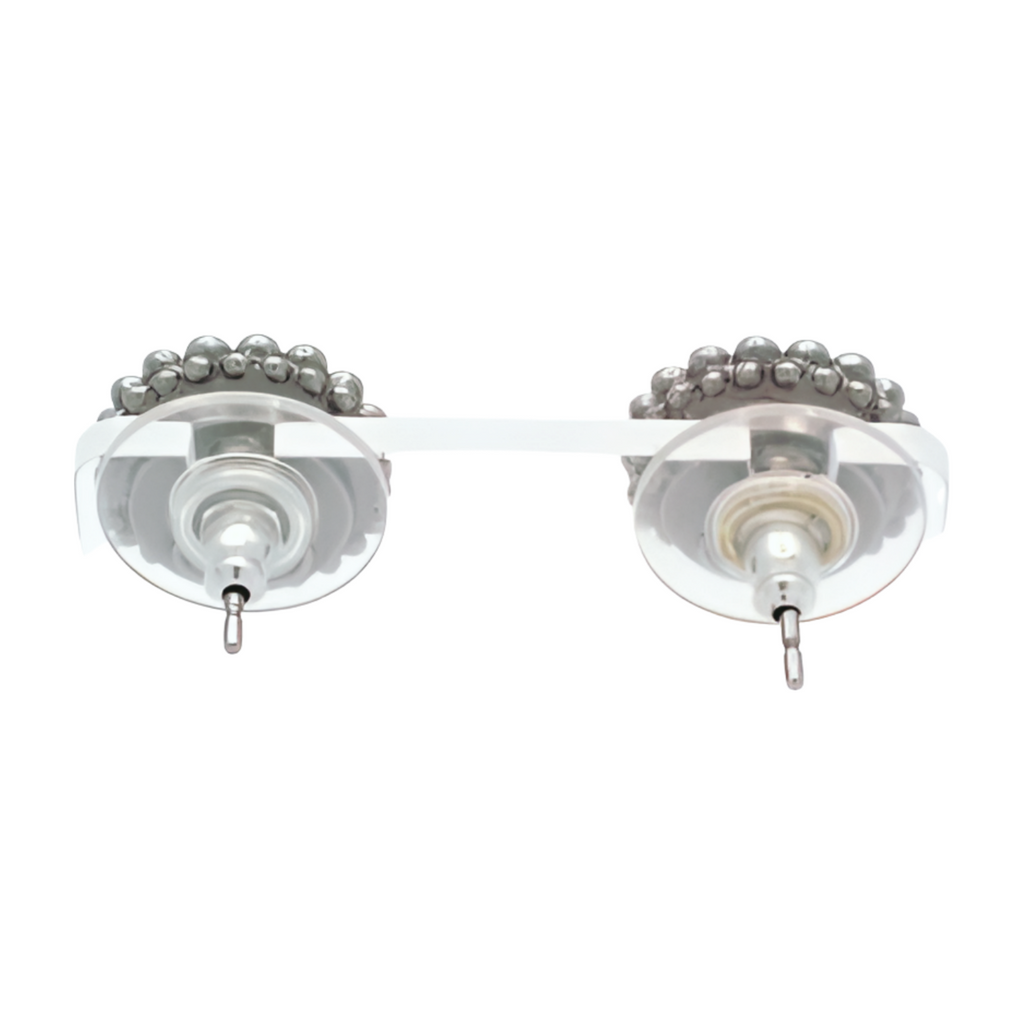 6377 - Chanel Coco Mark Pearl and Rhinestone Stud Earrings - Silver