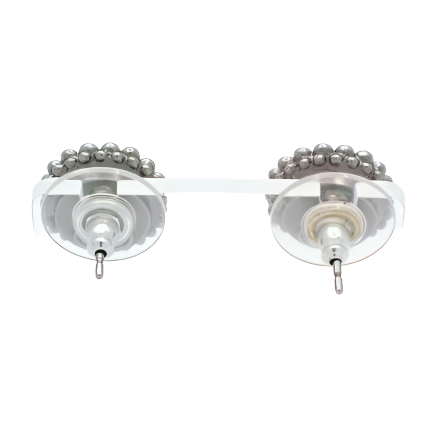6377 - Chanel Coco Mark Pearl and Rhinestone Stud Earrings - Silver