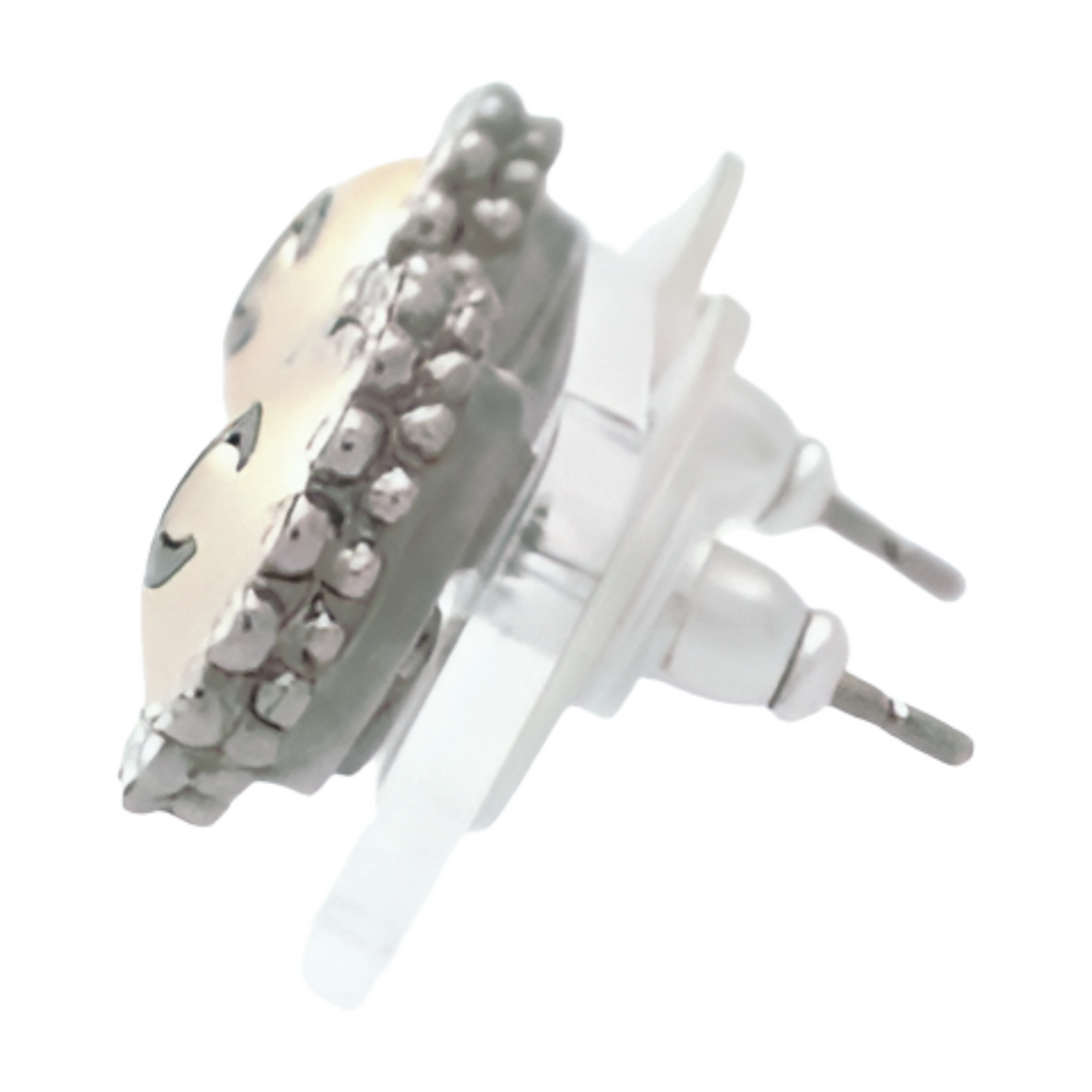 6377 - Chanel Coco Mark Pearl and Rhinestone Stud Earrings - Silver