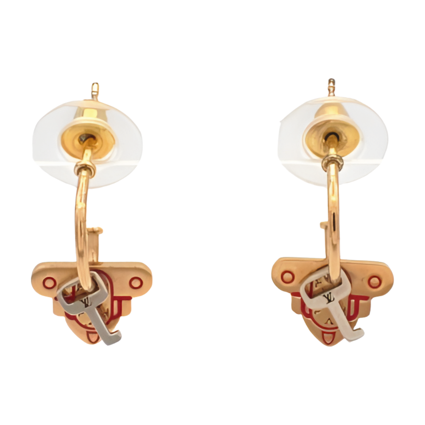 Louis Vuitton Trunk Lock Earrings - Gold