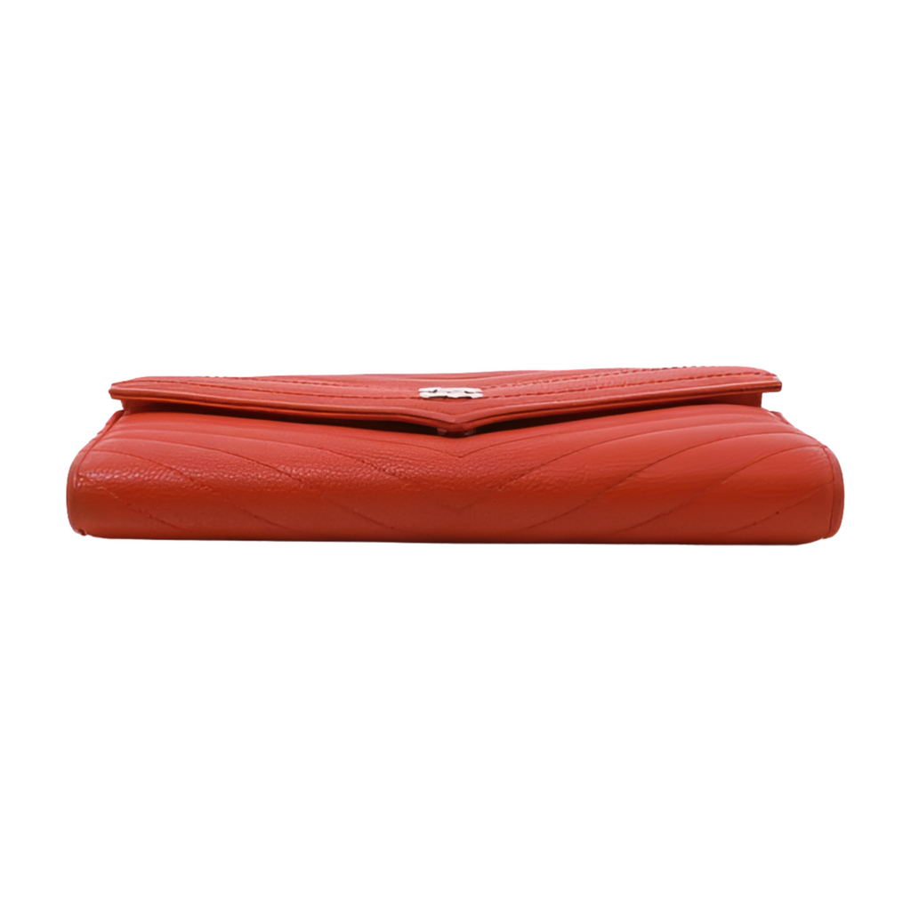 Chanel V-Stitch Chevron Long Wallet - Red