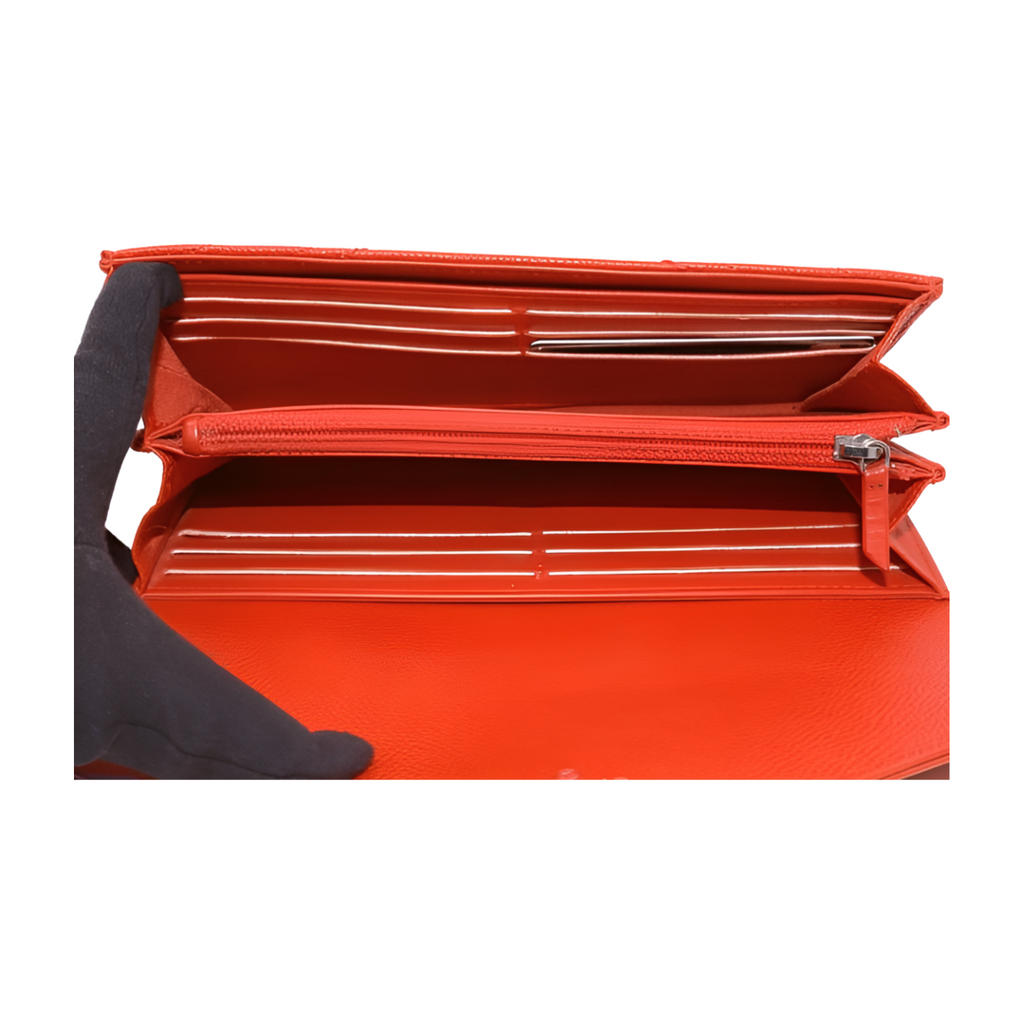 Chanel V-Stitch Chevron Long Wallet - Red