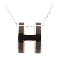 Hermes Pop Ash Necklace Pendant Silver - Black on Silver Chain