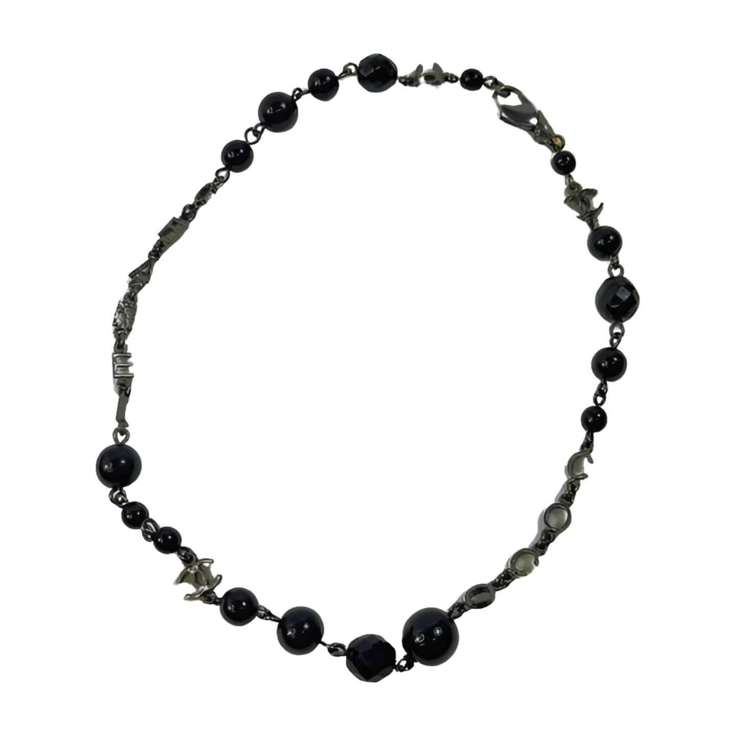 6750 - Chanel Interlocking CC Coco Mark Black Bead Necklace