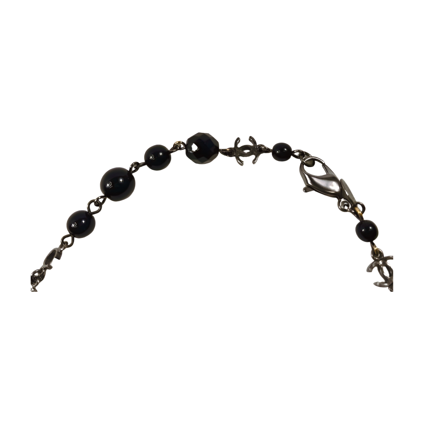 6750 - Chanel Interlocking CC Coco Mark Black Bead Necklace