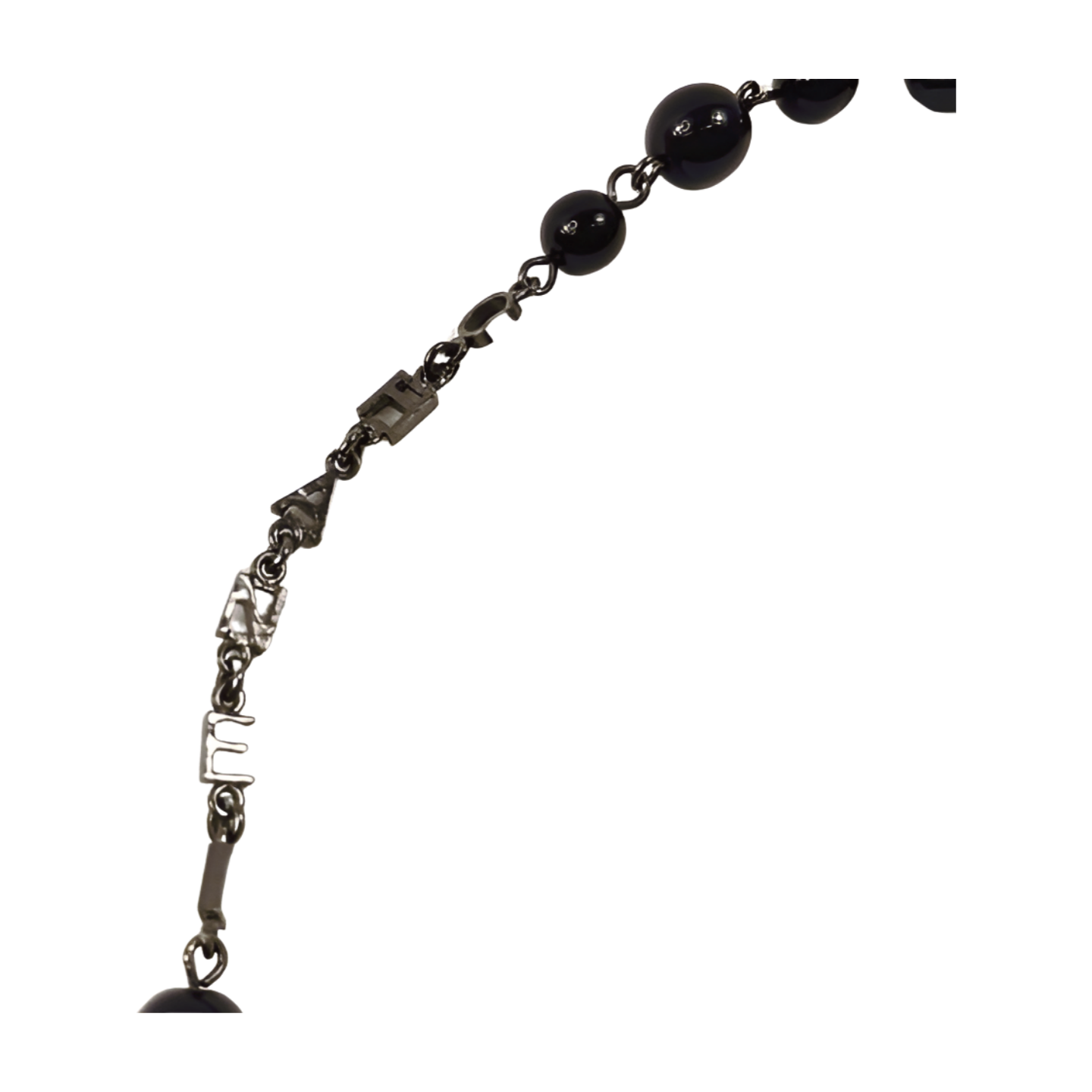 6750 - Chanel Interlocking CC Coco Mark Black Bead Necklace