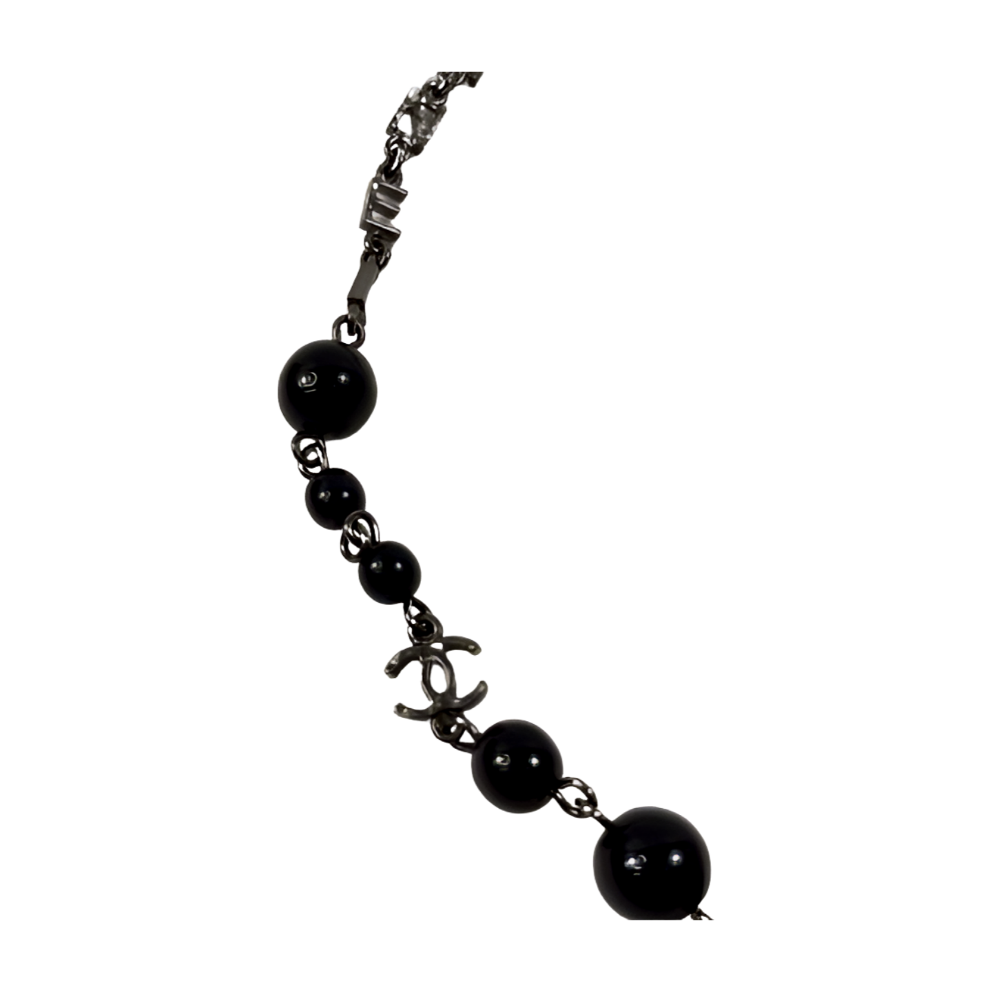 6750 - Chanel Interlocking CC Coco Mark Black Bead Necklace
