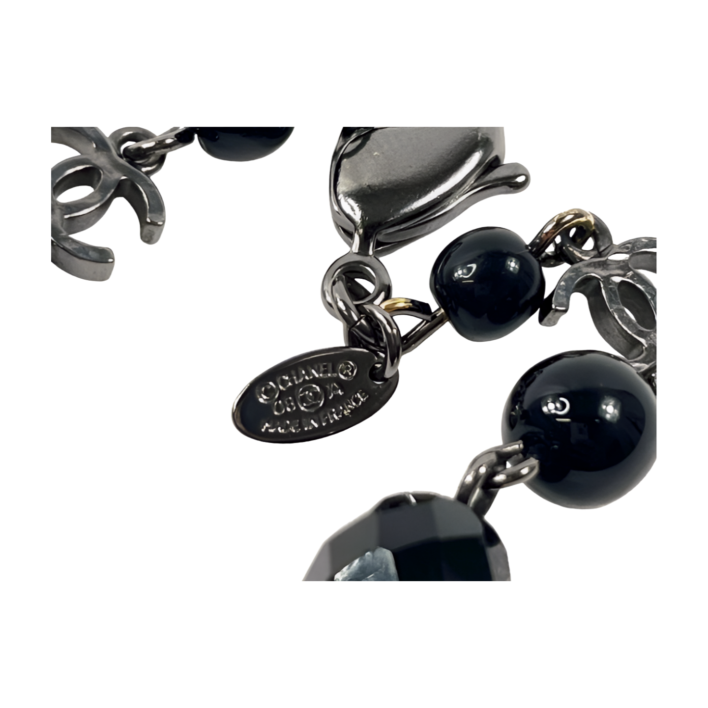 6750 - Chanel Interlocking CC Coco Mark Black Bead Necklace