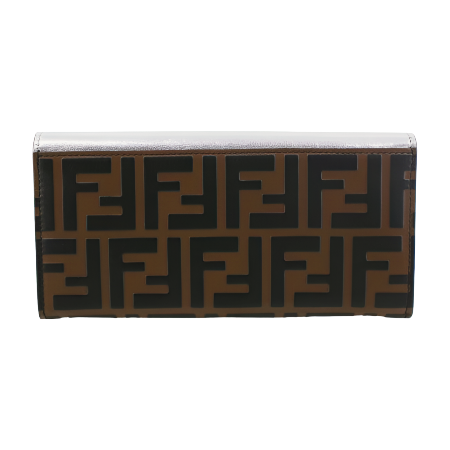 6387 - Fendi FF Logo Bifold Long Wallet - Silver & Monogram