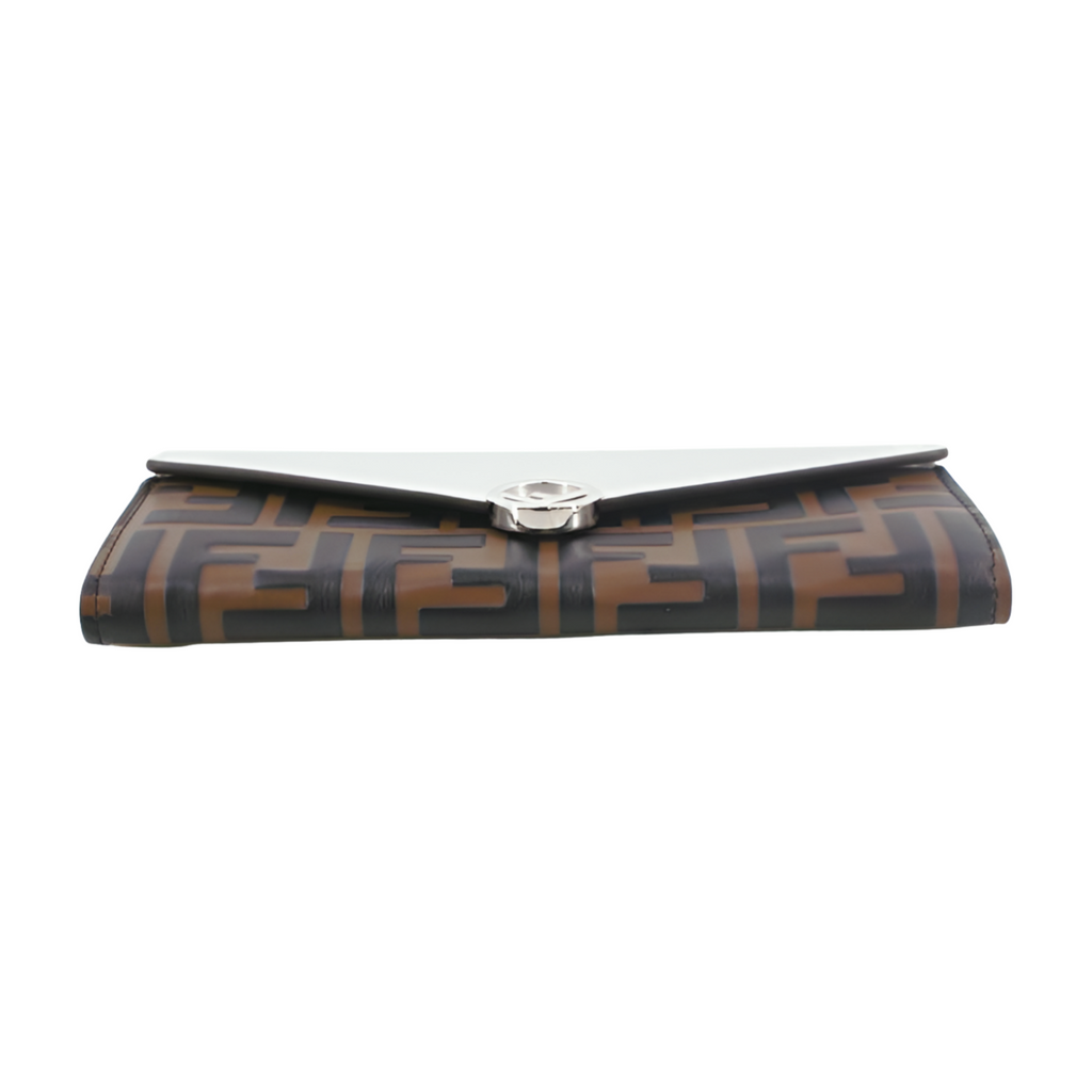 6387 - Fendi FF Logo Bifold Long Wallet - Silver & Monogram