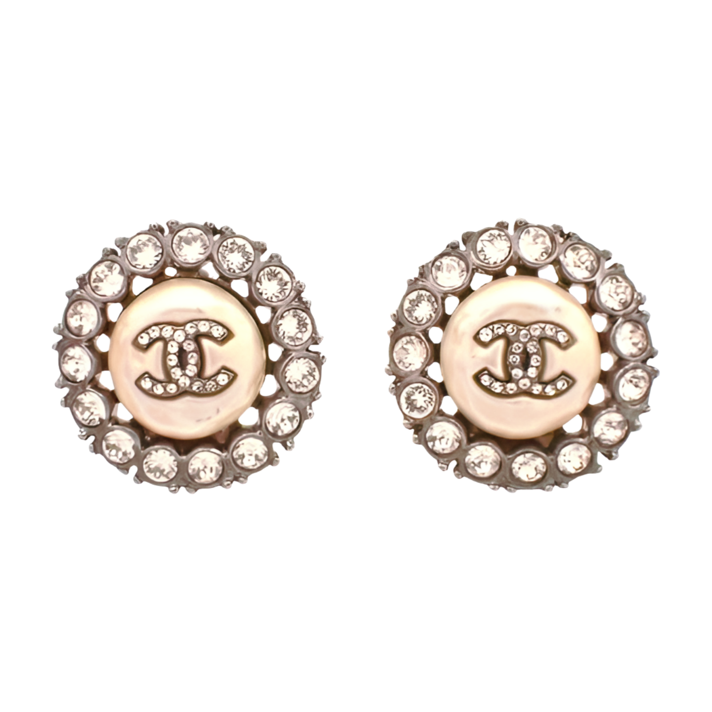 6394 - Chanel COCO Mark Rhinestone Pearl Earrings