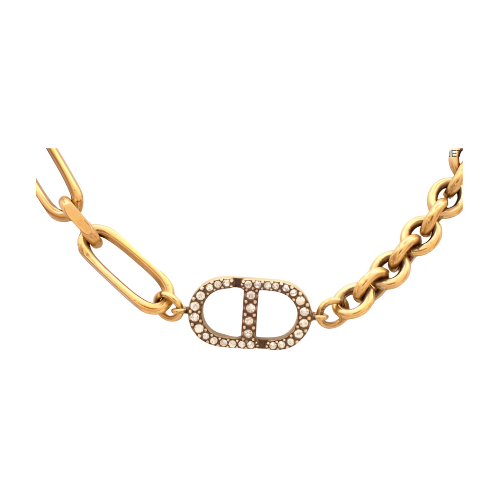 6448 - Dior Gold Stone Pendant Necklace Gold
