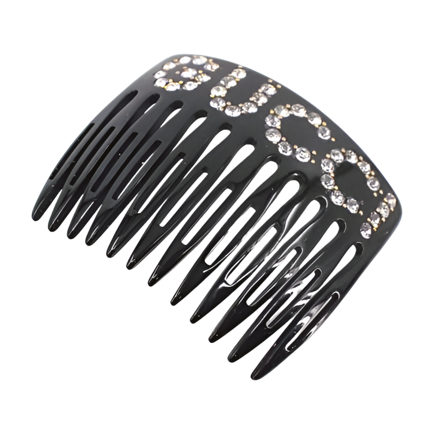 Gucci Rhinestone Logo Hair Comb - Black