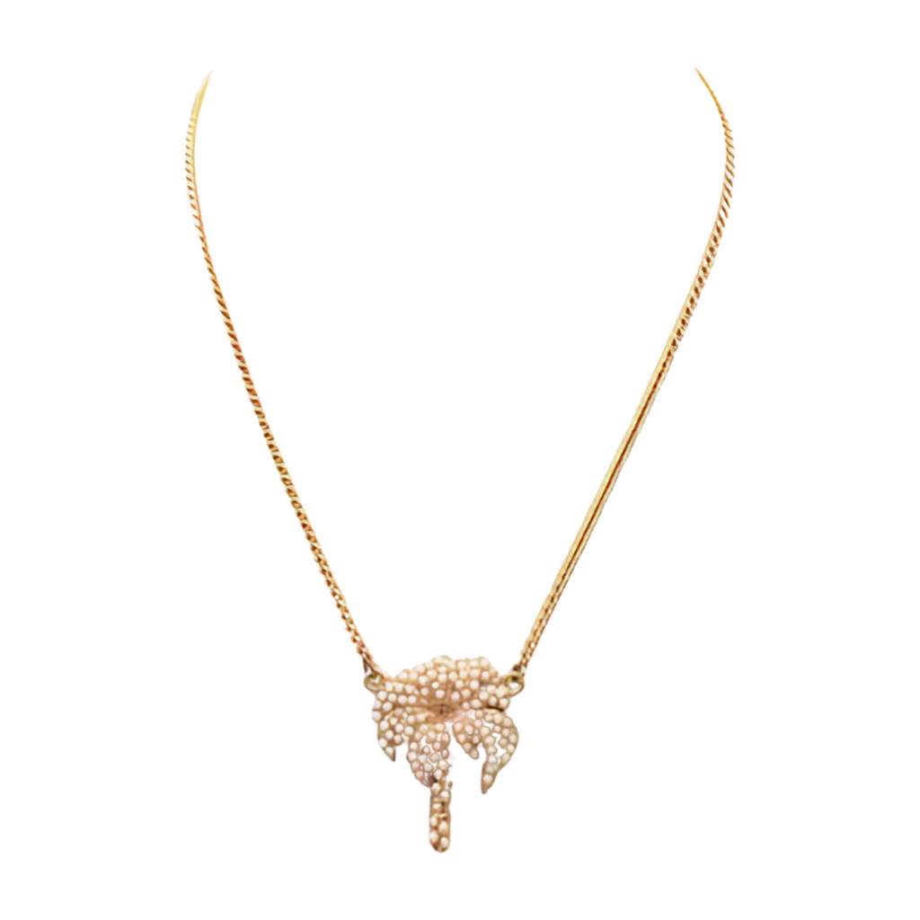 Chanel Pearl Palm Tree Pendant Necklace - Gold
