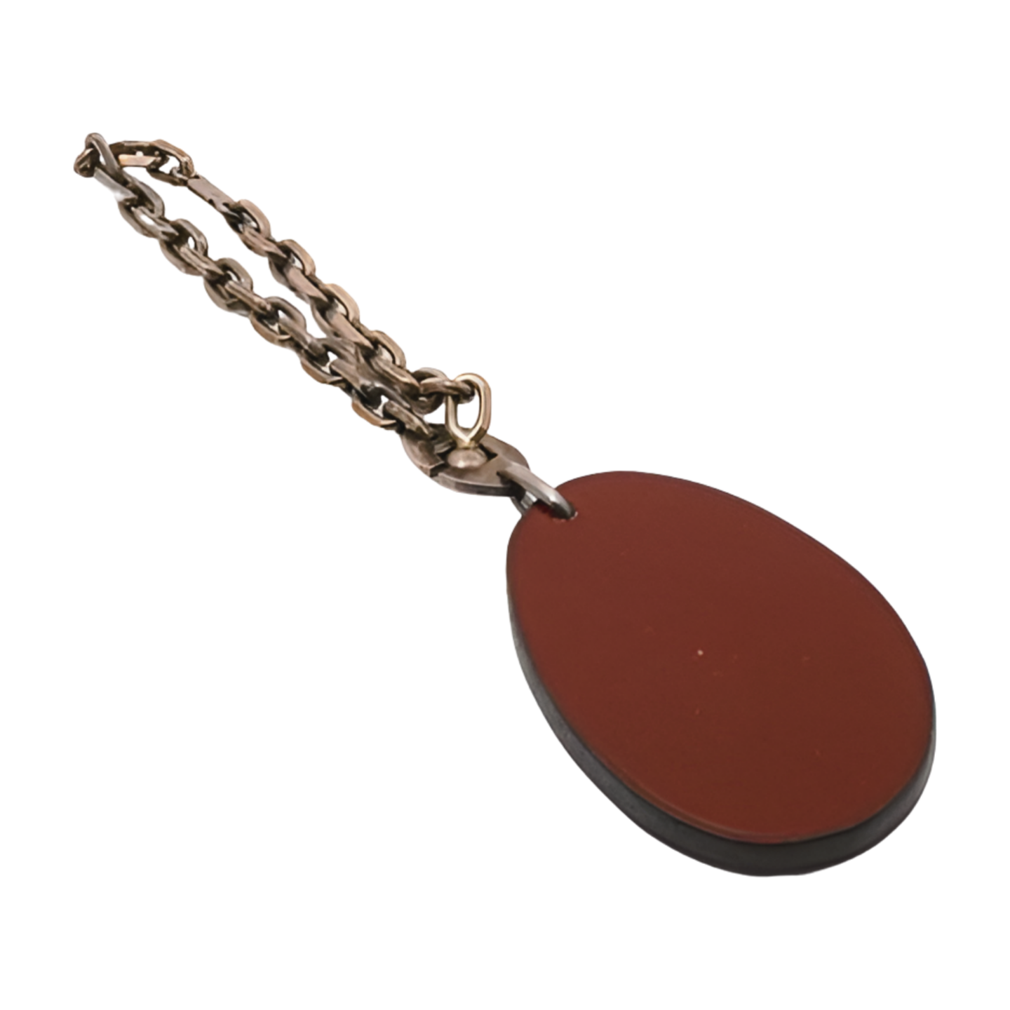 Hermes Eggplant  Key Ring with Silver Chain
