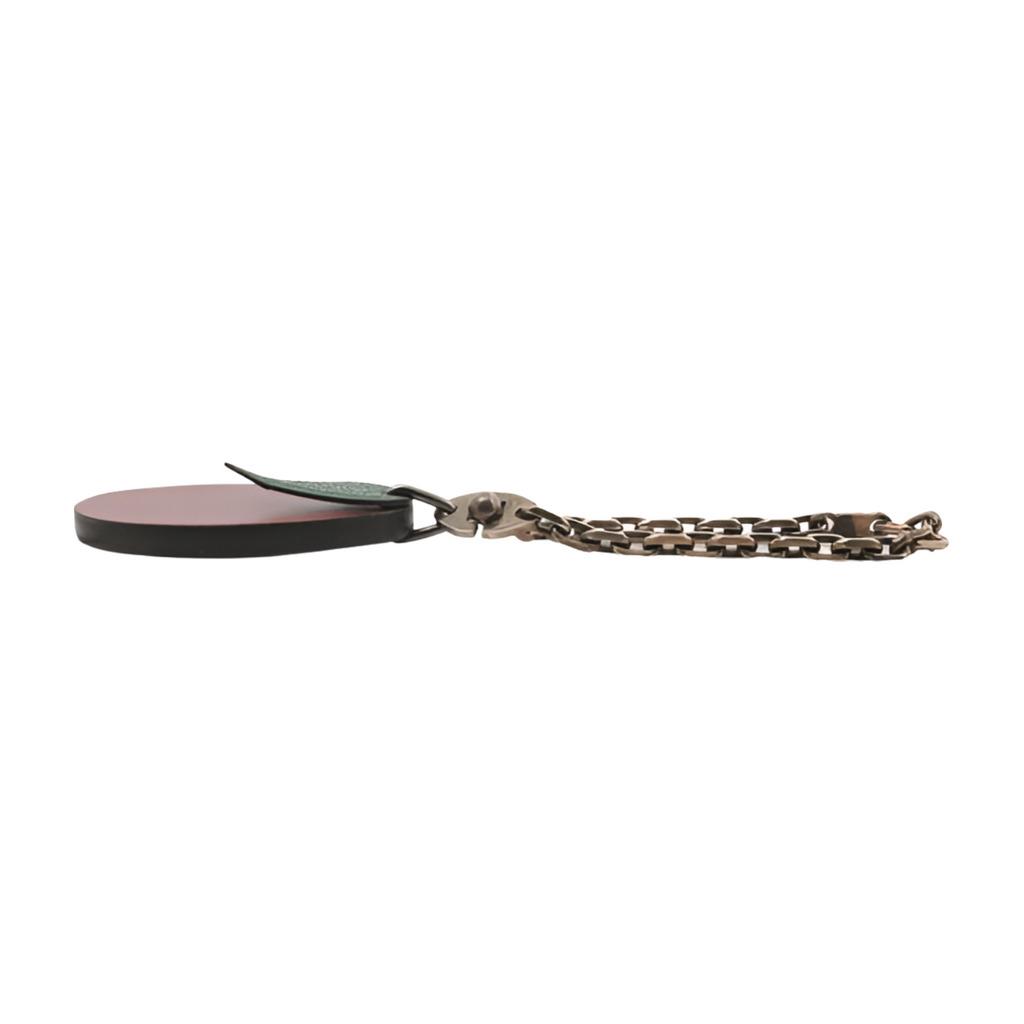 Hermes Eggplant  Key Ring with Silver Chain