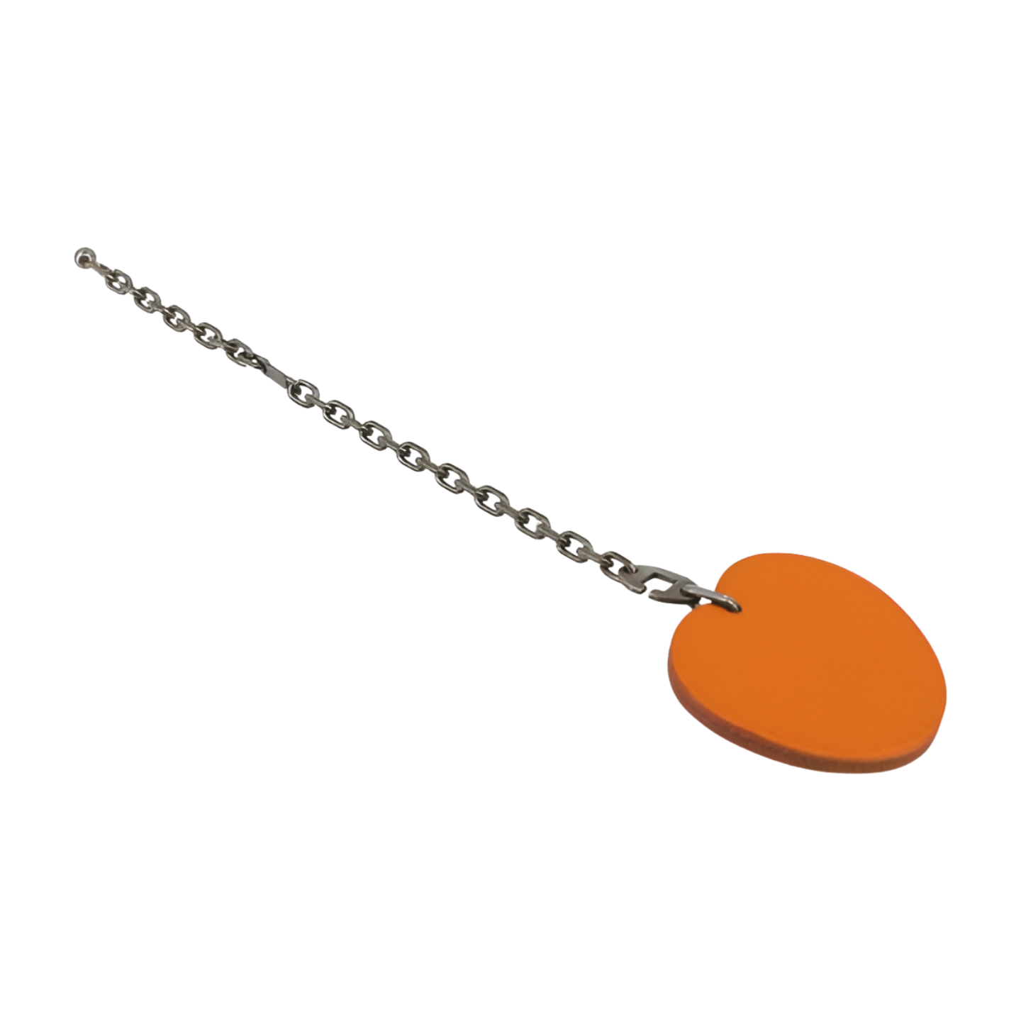 Hermes Orange Slice Key Ring with Pewter Chain