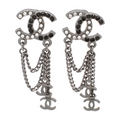 Chanel CoCO Mark Rhinestone Pearl Earrings -  Silver