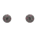 6462 - Chanel Coco Button Earrings Silver