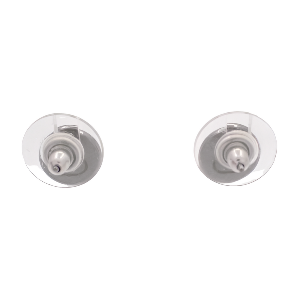 6462 - Chanel Coco Button Earrings Silver
