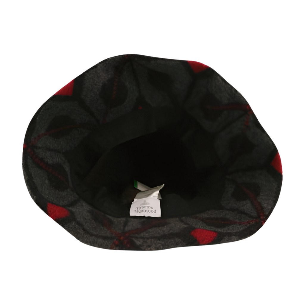 6465 - Vivienne Westwood Orb Plate Pattern Hat Black