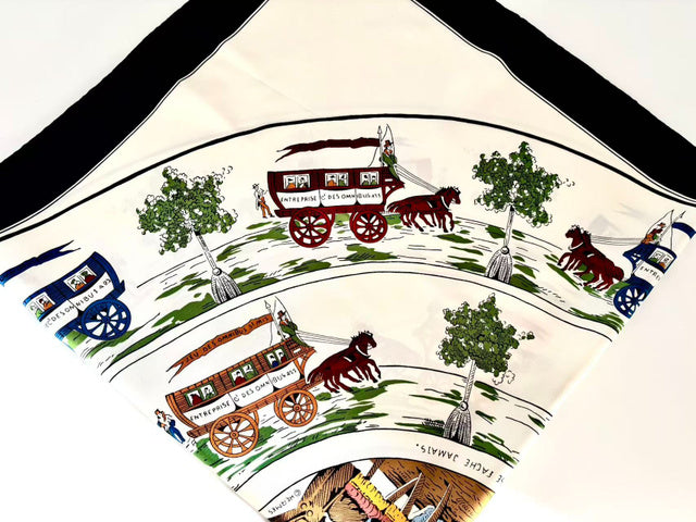 6494 - Hermes Jeu des Omnibus et Dames Blanches Silk Carre 90