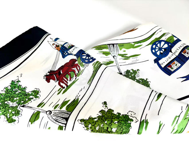 6494 - Hermes Jeu des Omnibus et Dames Blanches Silk Carre 90