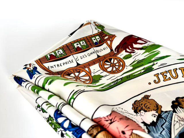 6494 - Hermes Jeu des Omnibus et Dames Blanches Silk Carre 90