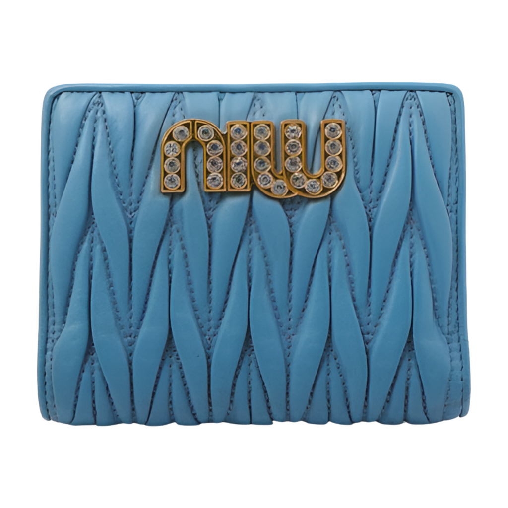 6515 - Miu Miu Matelasse Bi-Fold Wallet Blue