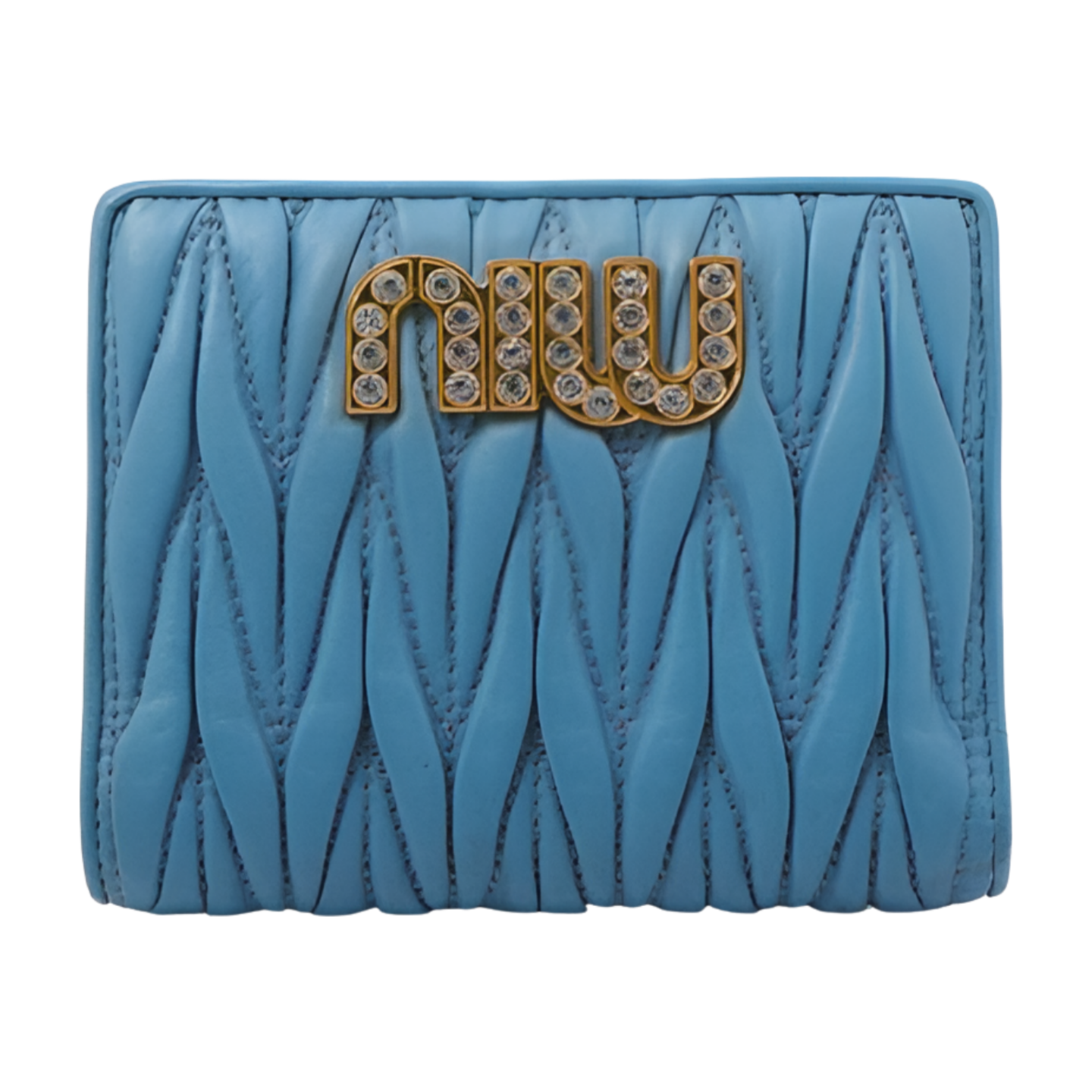 6515 - Miu Miu Matelasse Bi-Fold Wallet Blue