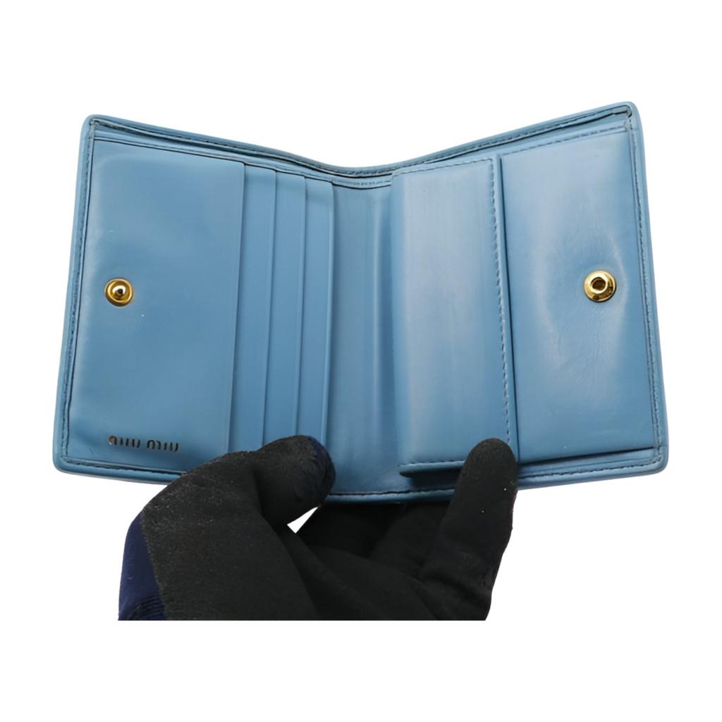 6515 - Miu Miu Matelasse Bi-Fold Wallet Blue