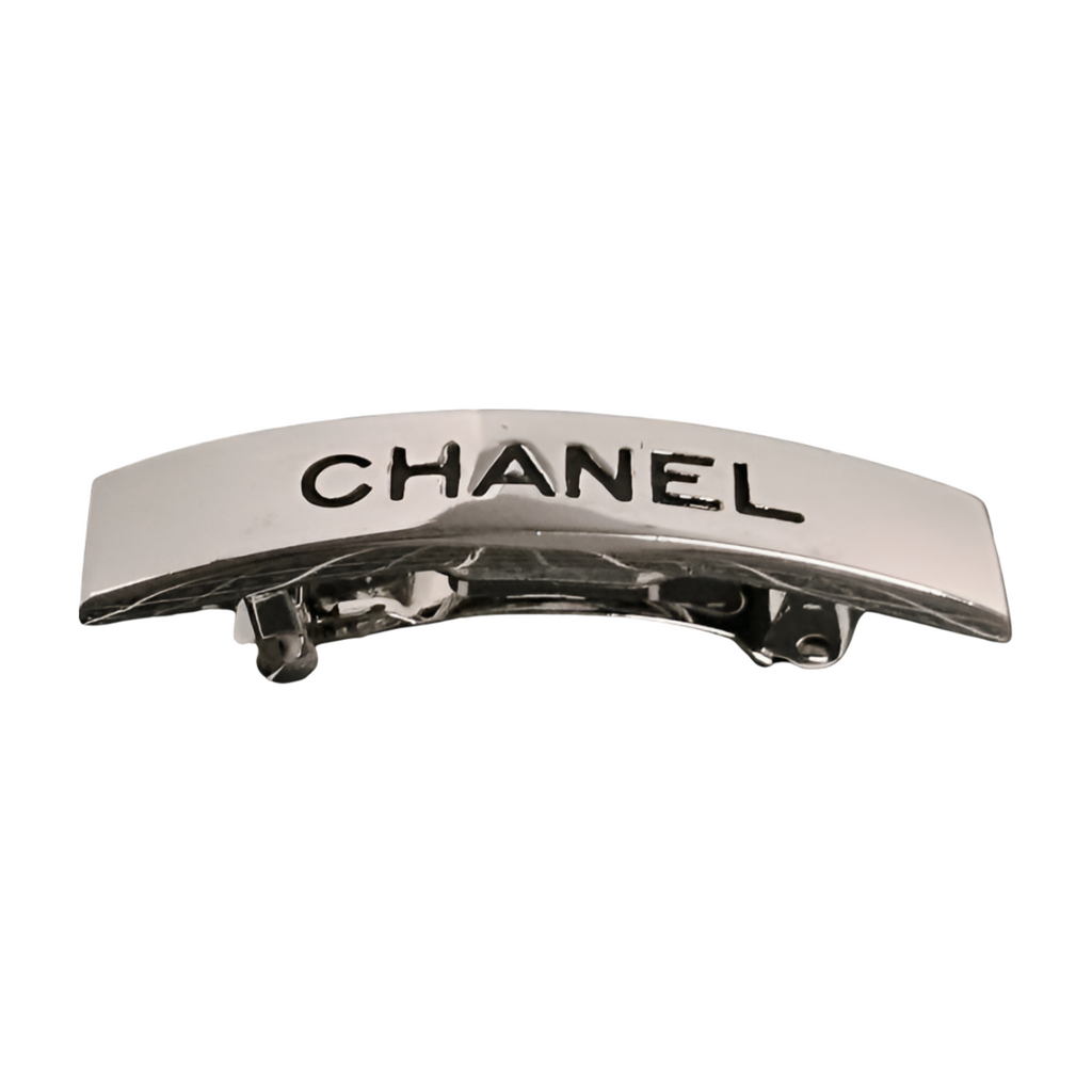 6518 - Chanel Logo Silver Barrette - Silver