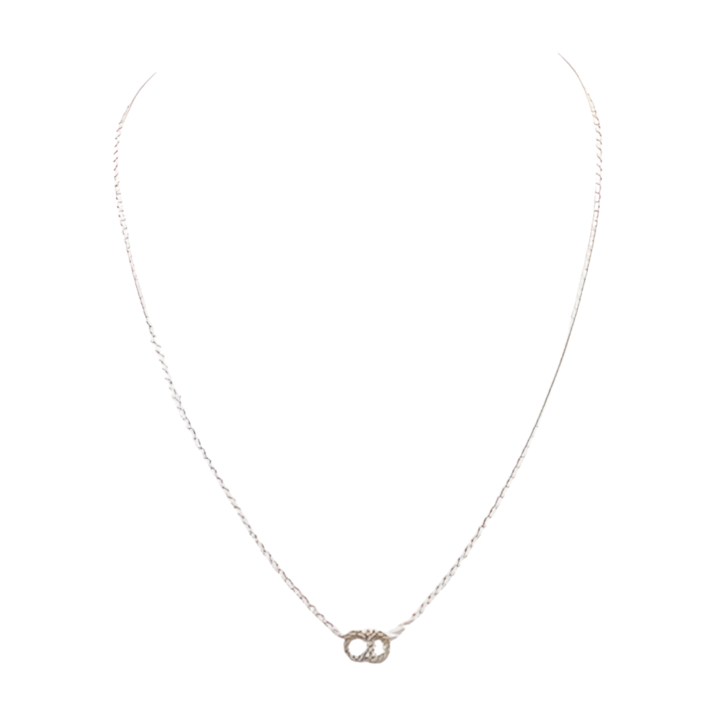 6567 - Dior CD Logo Rhinestone Necklace in Silver