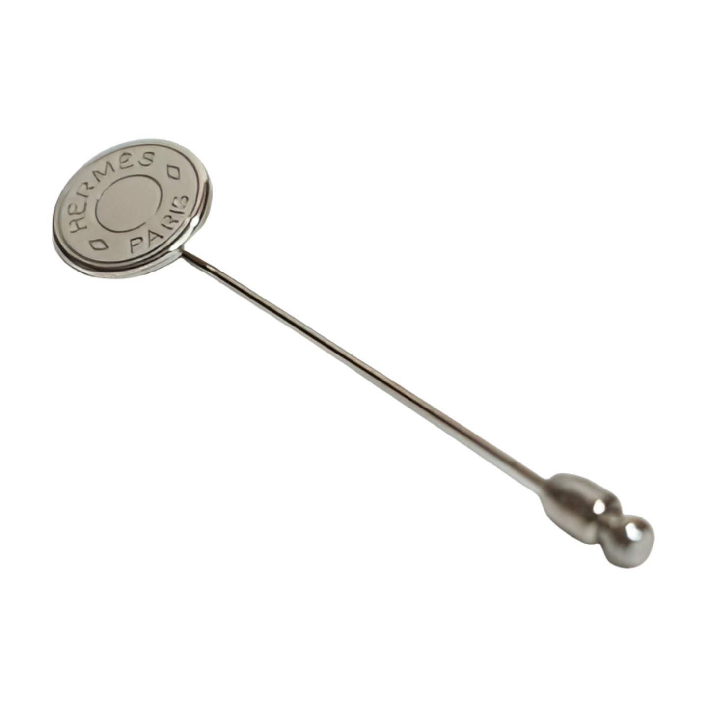 6755 - Hermes Sellier Pin Brooch - Silver