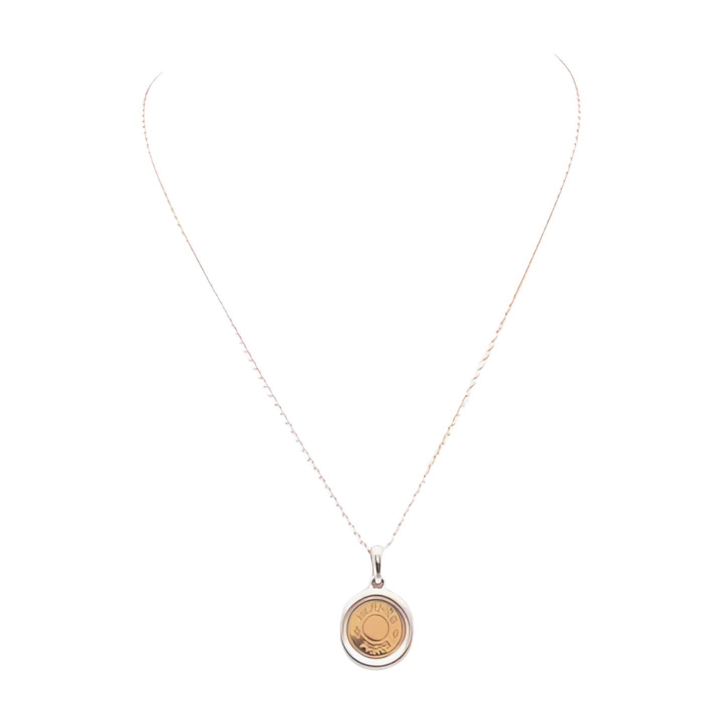 6761 - Hermes "Selle" (Sellier) Coin Pendant Necklace Silver