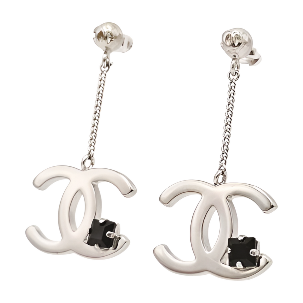 6772 - Chanel Drop Earrings Silver - Chanel Earring(S) / Silver / Very Good