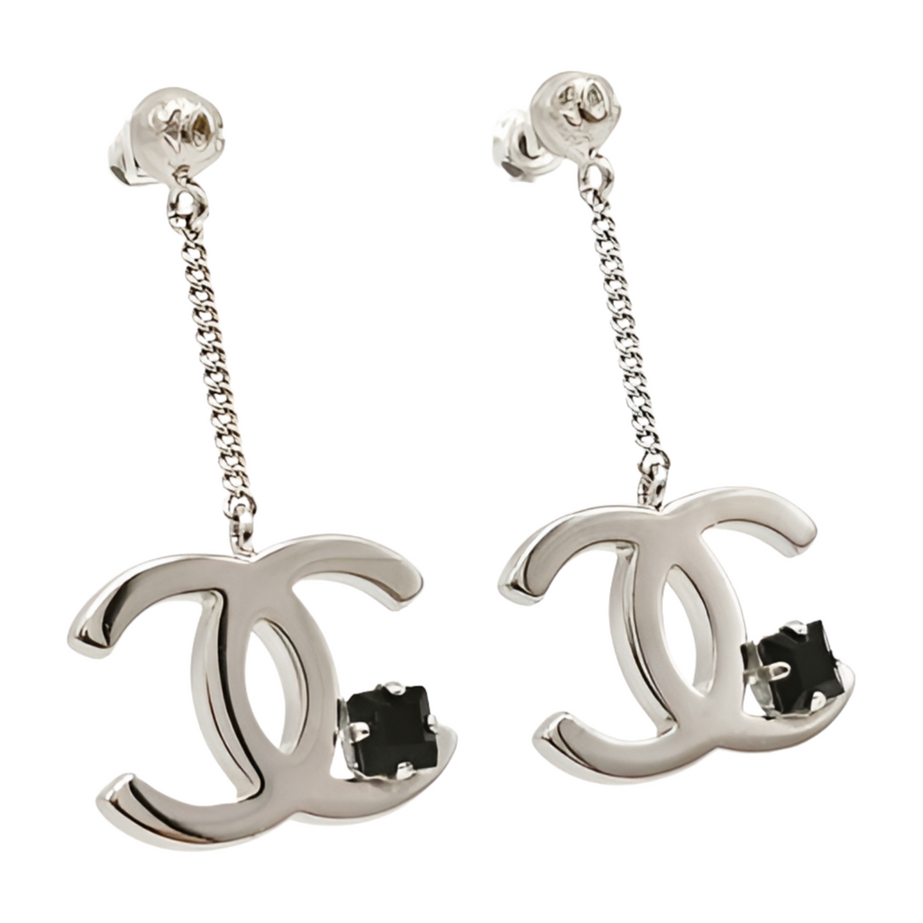 6772 - Chanel Drop Earrings Silver - Chanel Earring(S) / Silver / Very Good