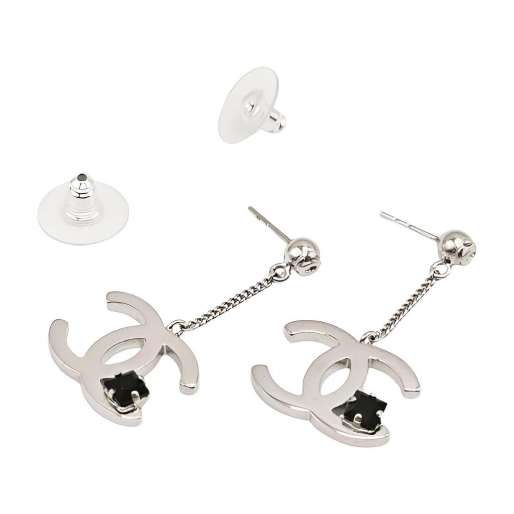 6772 - Chanel Drop Earrings Silver - Chanel Earring(S) / Silver / Very Good