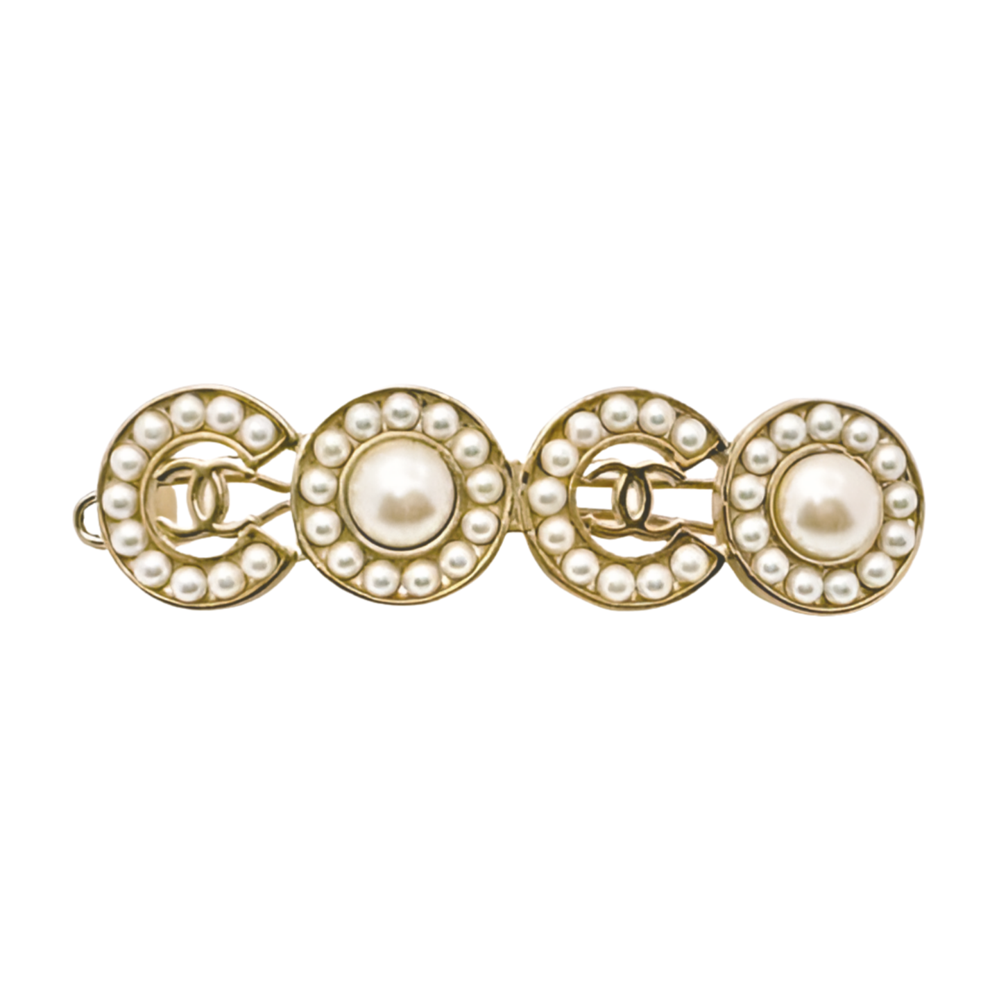 6775 - Chanel Coco Mark Coco Logo Faux Pearl Hair Clip B21C Gold