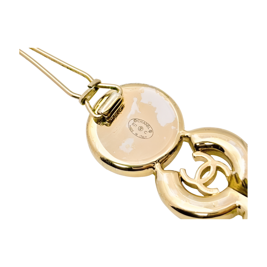 6775 - Chanel Coco Mark Coco Logo Faux Pearl Hair Clip B21C Gold