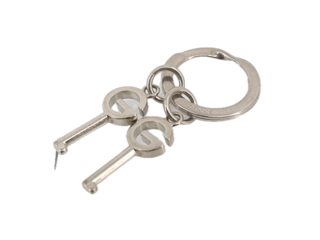 6803 - Gucci Silver Palladium Double Skeleton Key Chain Bag Charm