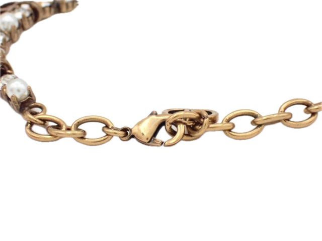 6807 - Christian Dior Bee Pearl Rhinestone Charm Bracelet