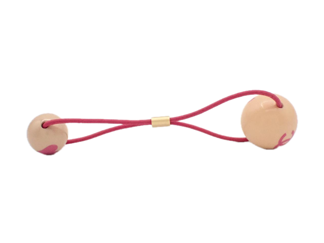 6808 - Chanel CC Logo Double Ball Hair Tie Pink Elastic