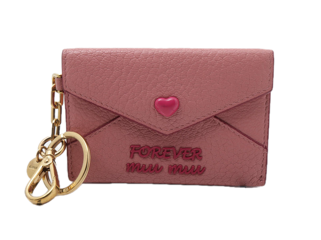 6809 - Miu Miu Forever Madras Love Envelope Card Case Pink Heart Bag Charm
