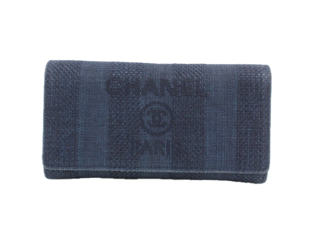 6812 - Chanel Deauville Canvas Long Wallet Denim