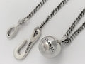 6813 - Chanel Silver Ball Pendant Necklace 38cm Curb Chain