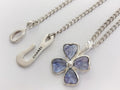 6814 - Chanel Silver Clover Pendant Necklace Blue Purple Resin
