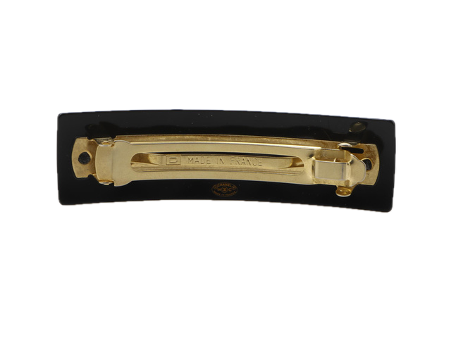 6820 - Chanel 09C Cruise 2009 Black Resin Faux Pearl Quilted CC Barrette