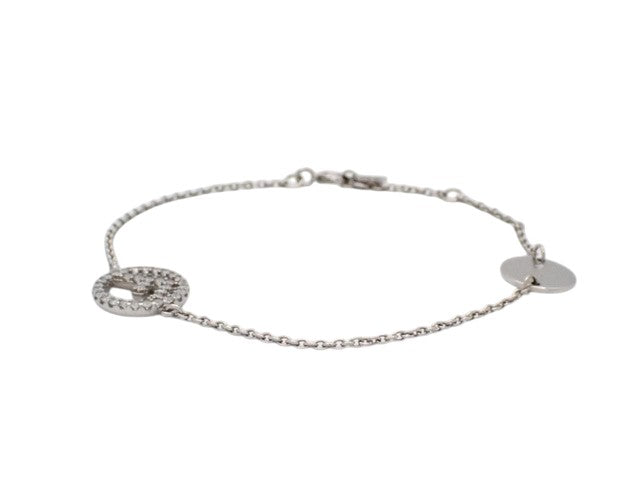 6884 - Fendi 'F Is Fendi' Crystal Oval Logo Chain Bracelet Silver Palladium
